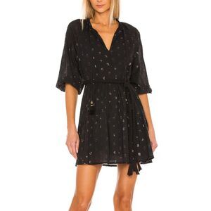 Karina Grimaldi x Revolve Irna Dot Mini Dress Women's Size Large Black Belted